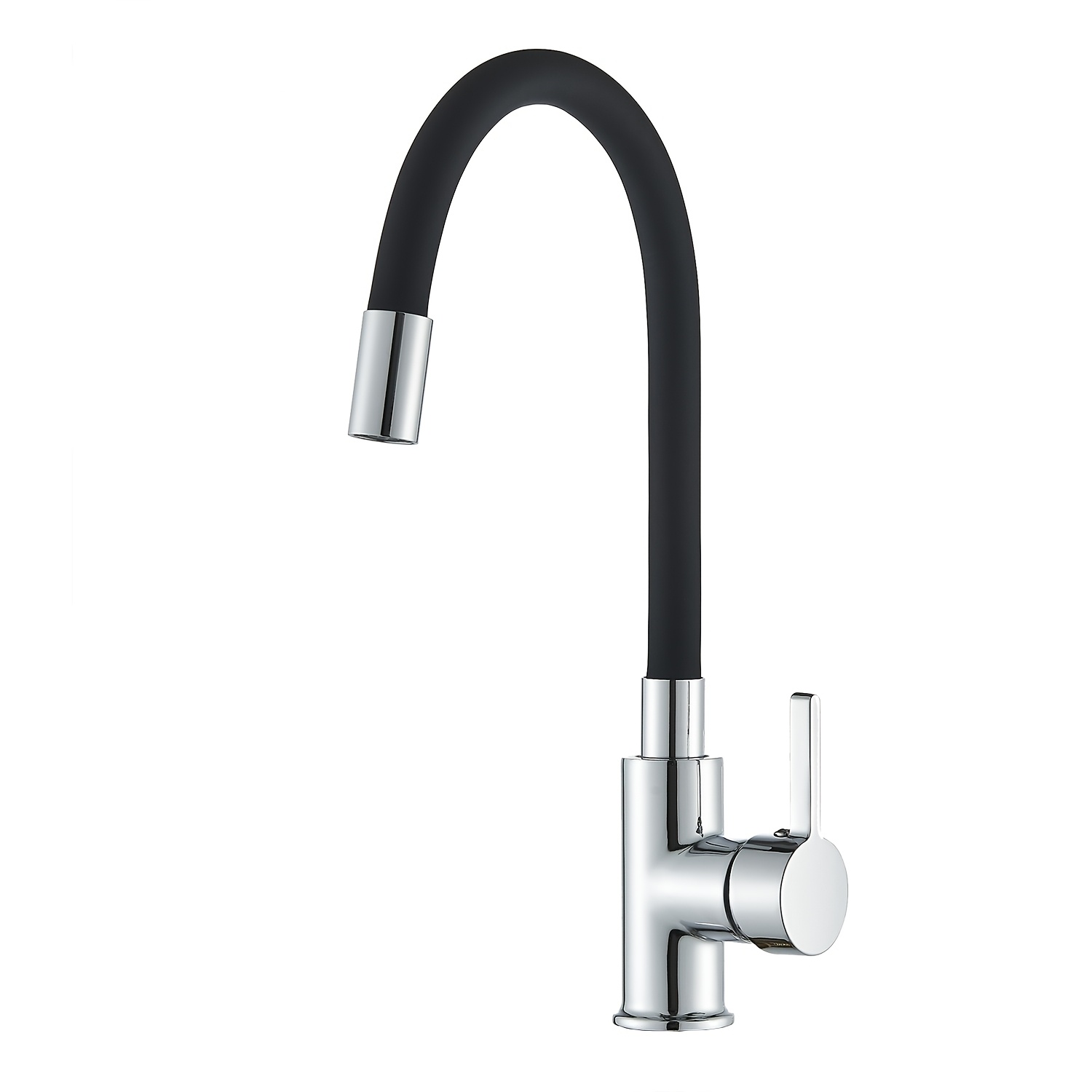 Modern High-arc Single Hole Kitchen Faucet With Flexible Silicone Hose & Spout - Hot/cold Mixer Tap, Ceramic Valve, Painted Suitable For Sink, Faucet Hardware Included, Installation For European