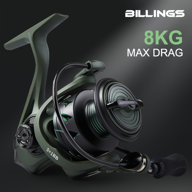 

Billings Series Reel, 5.2:1 High , 8kg Max Drag, Aluminum Alloy, Handle, Nylon Fishing Reel For Freshwater & Saltwater, Valentine's, Thanksgiving, Christmas, Halloween, New Year -