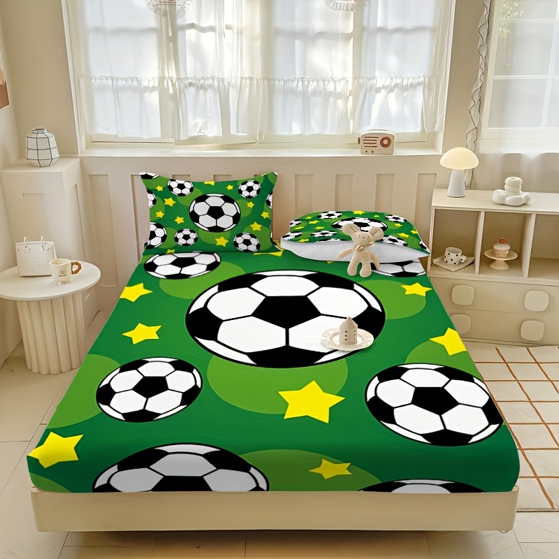 TEMU 3pcs Pattern Fitted Sheet Set, Green Printed Fitted Sheet, Soft And Comfortable, Breathable And Skin-friendly, Bedding Mattress Protector,