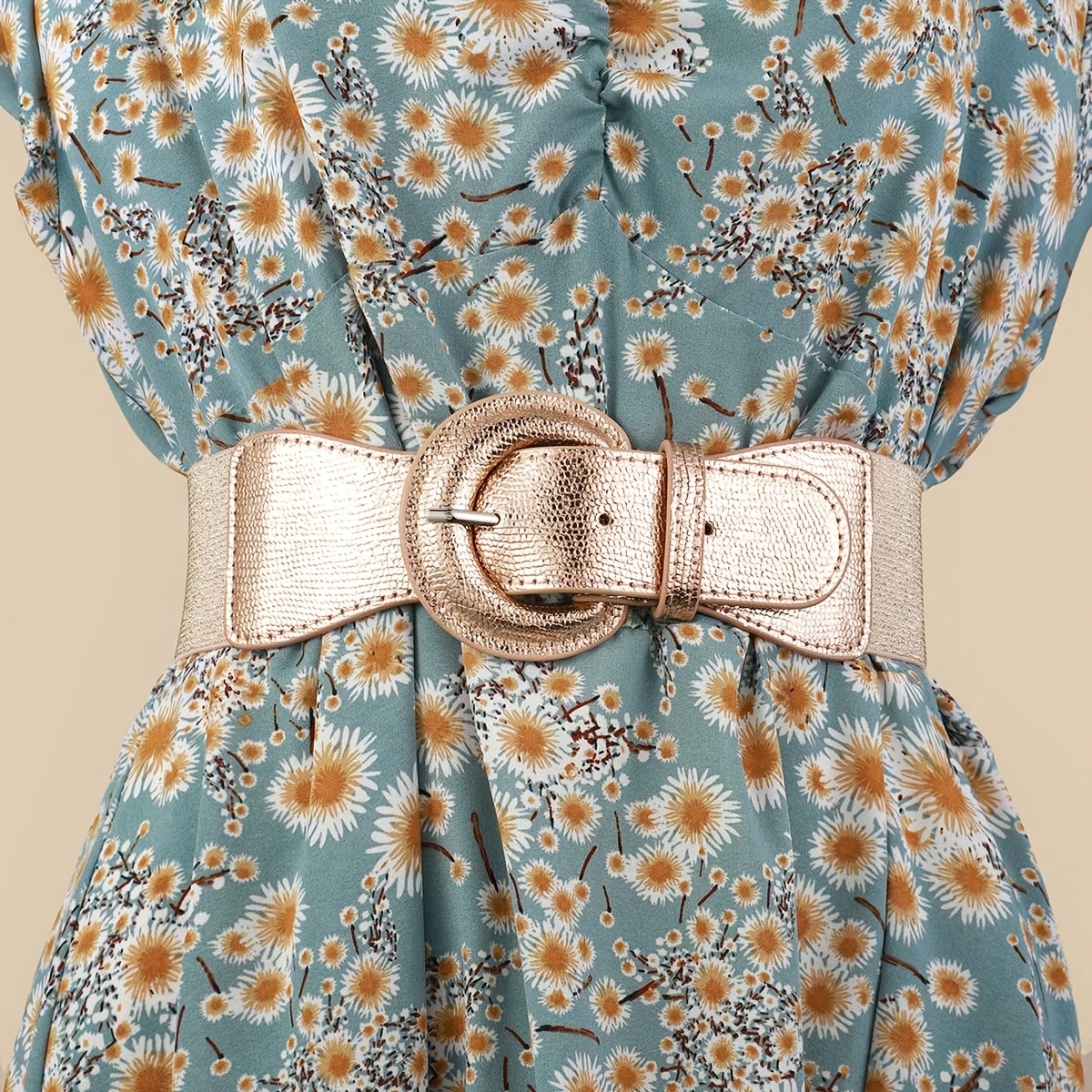 Bohemian Style Croc Pattern Belt w/ Drawstring Elastic Waistband