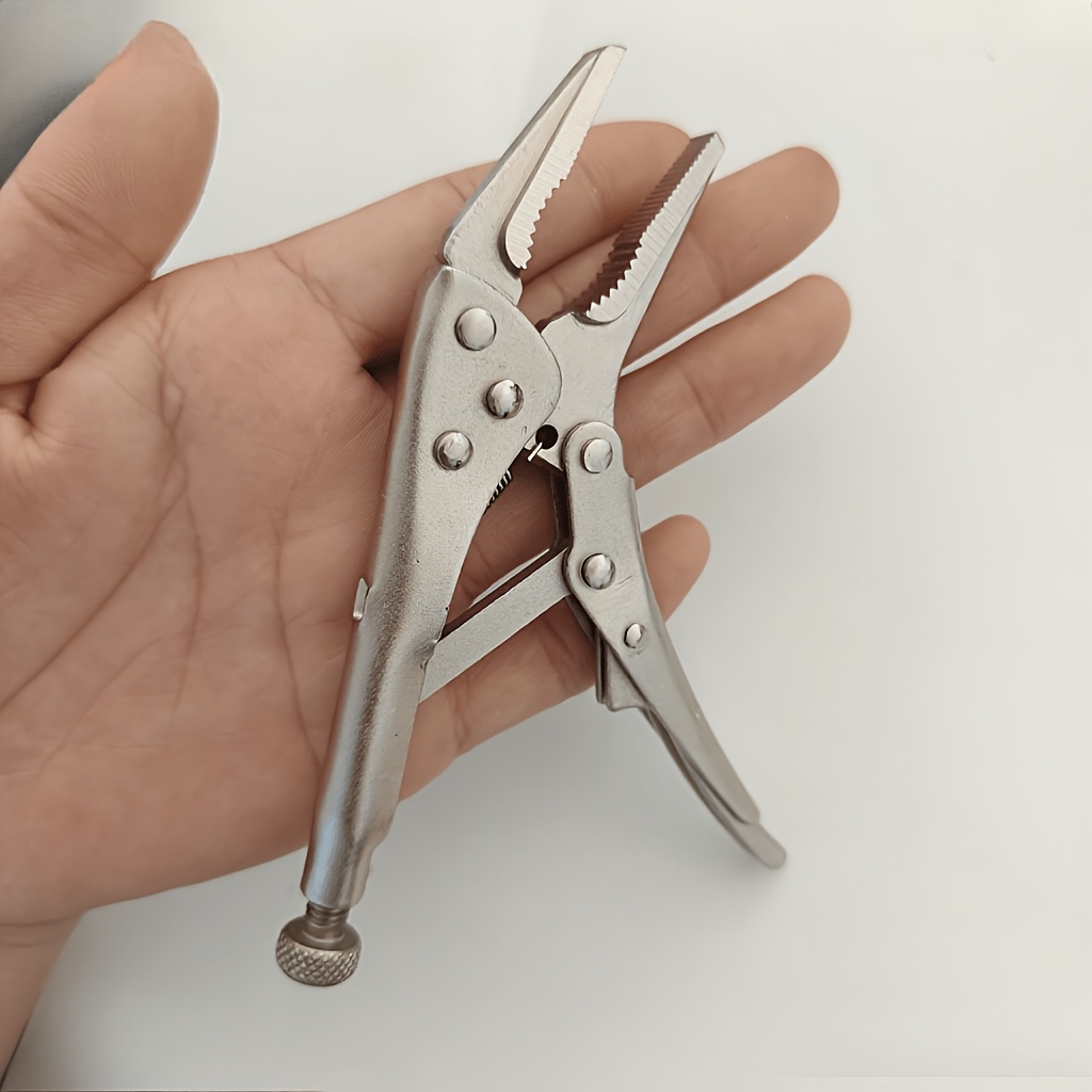 Image of 5-inch Long Nose Locking Pliers, Portable Mini Needle Nose Pliers, Adjustable Grip Force, For Hand Repairs, Precision Parts, Home Diy, Auto Repair