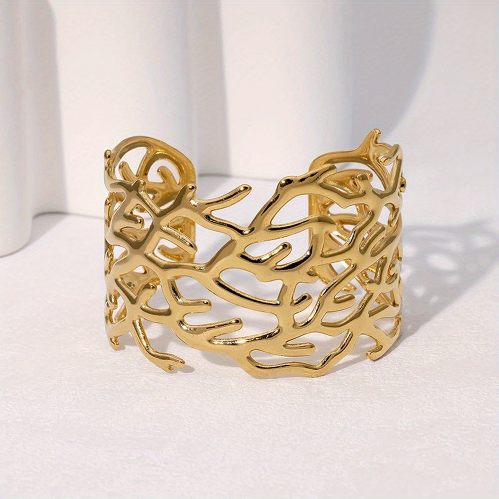 Middle Eastern Metallic Geometric Open Bangle Bracelet