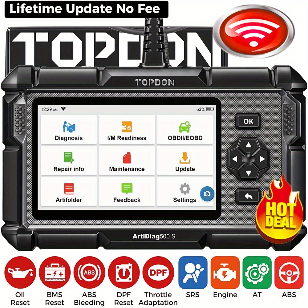 

Obd2 Scanner Topdon Oil/sas/throttle//bms/epb Engine/abs/srs/transmission, Diagnostic Scan Tool, , Engine Code Reader With , Wi-fi Free