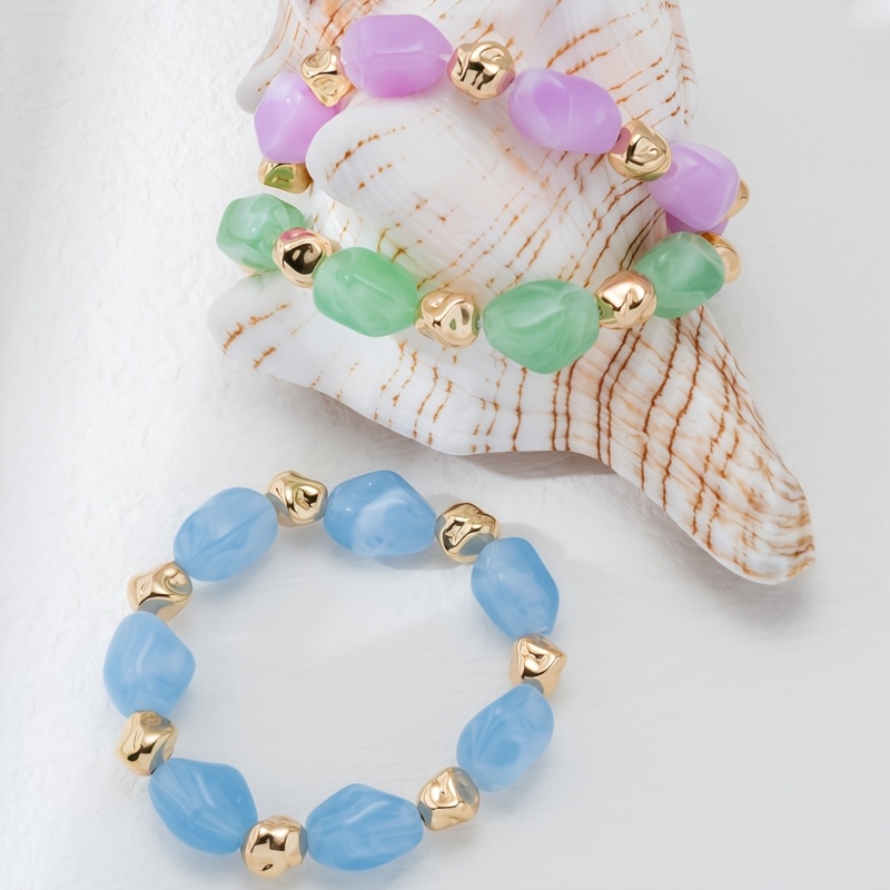 3pc Bohemian Irregular Stackable Bracelet Set, Women’s
