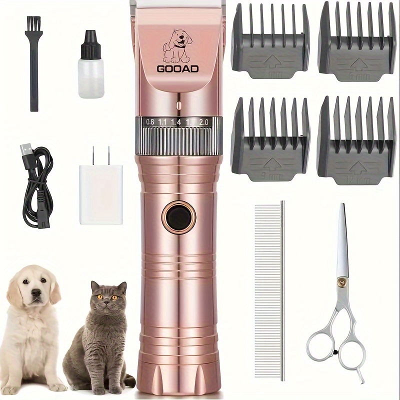 

Gooad Dog Clippers For Grooming Cordless Low Noise, Electric Quiet Rechargeable Dog Trimmer Grooming Kit Pet Hair Clippers For Thick Coats Shaver Clippers For Small And Large Dogs Cats Rose Gold