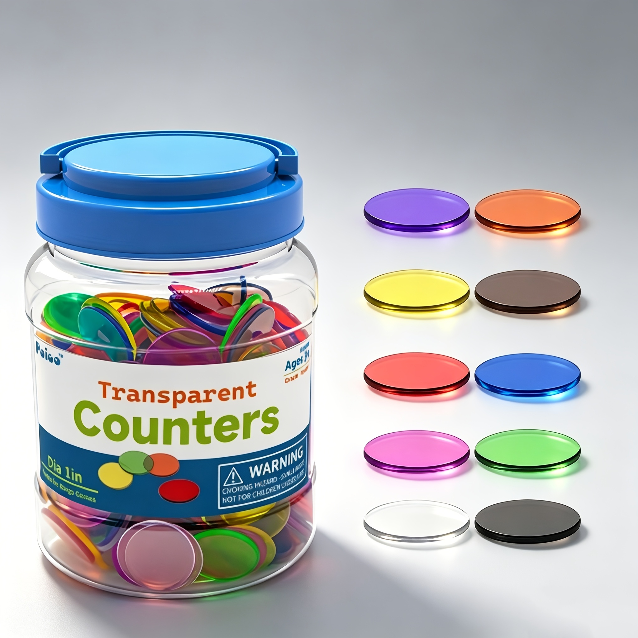 Image of 500pcs 10 Colors Transparent Counters Color Sorting Math Counting And Light Table Learning Toys For Kids Classroom Educational Manipulatives Sorting Stacking Game Tokens