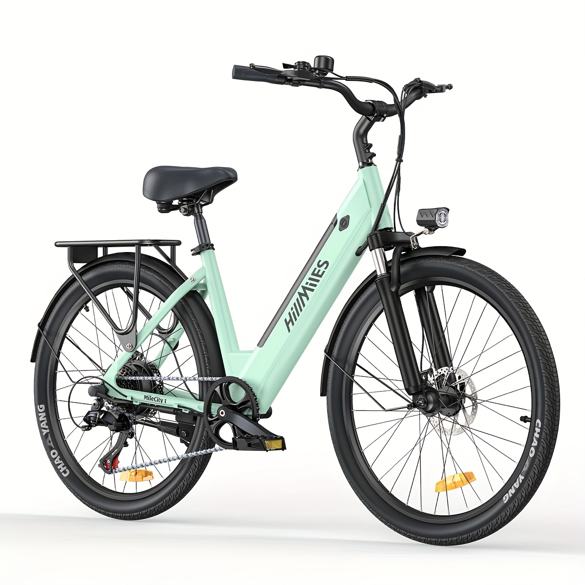 MileCity1 Step-Thru E-Bike, 100KM bereik, 250W motor, 36V 13Ah batterij, 7-gang, voorvork, ideaal voor stadsverkeer en weekendritten, past bij rijders 155-185CM, ondersteunt tot 120KG, comfortabel en krachtig