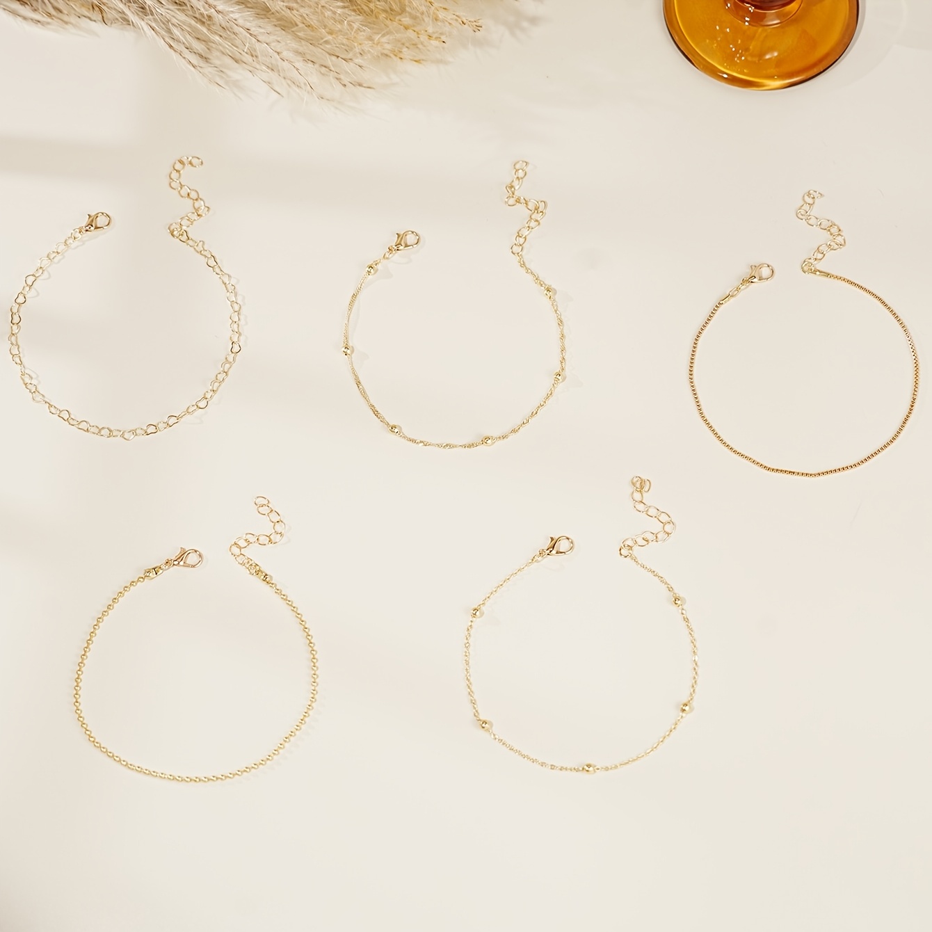 TEMU 5 stuks Minimalistische Kralenkettingen, Hartketting Ketting Enkelbandjes, Geschikt voor Dames Zomer Dagelijks Gebruik, Vakantie, Date Sieraden