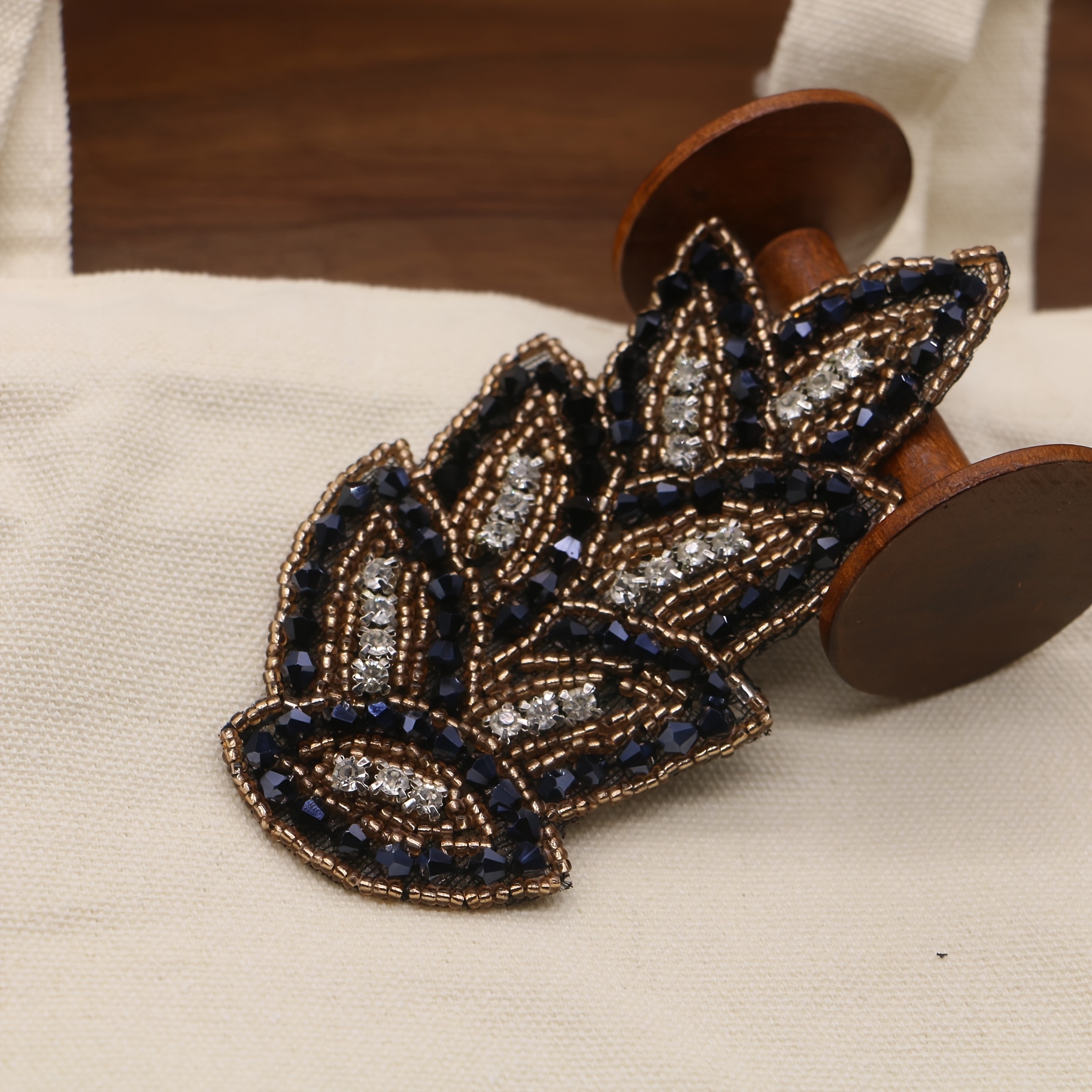 

Handcrafted Beaded Crystal Leaf Brooch - 6cm/2.3in X 11cm/4.3in