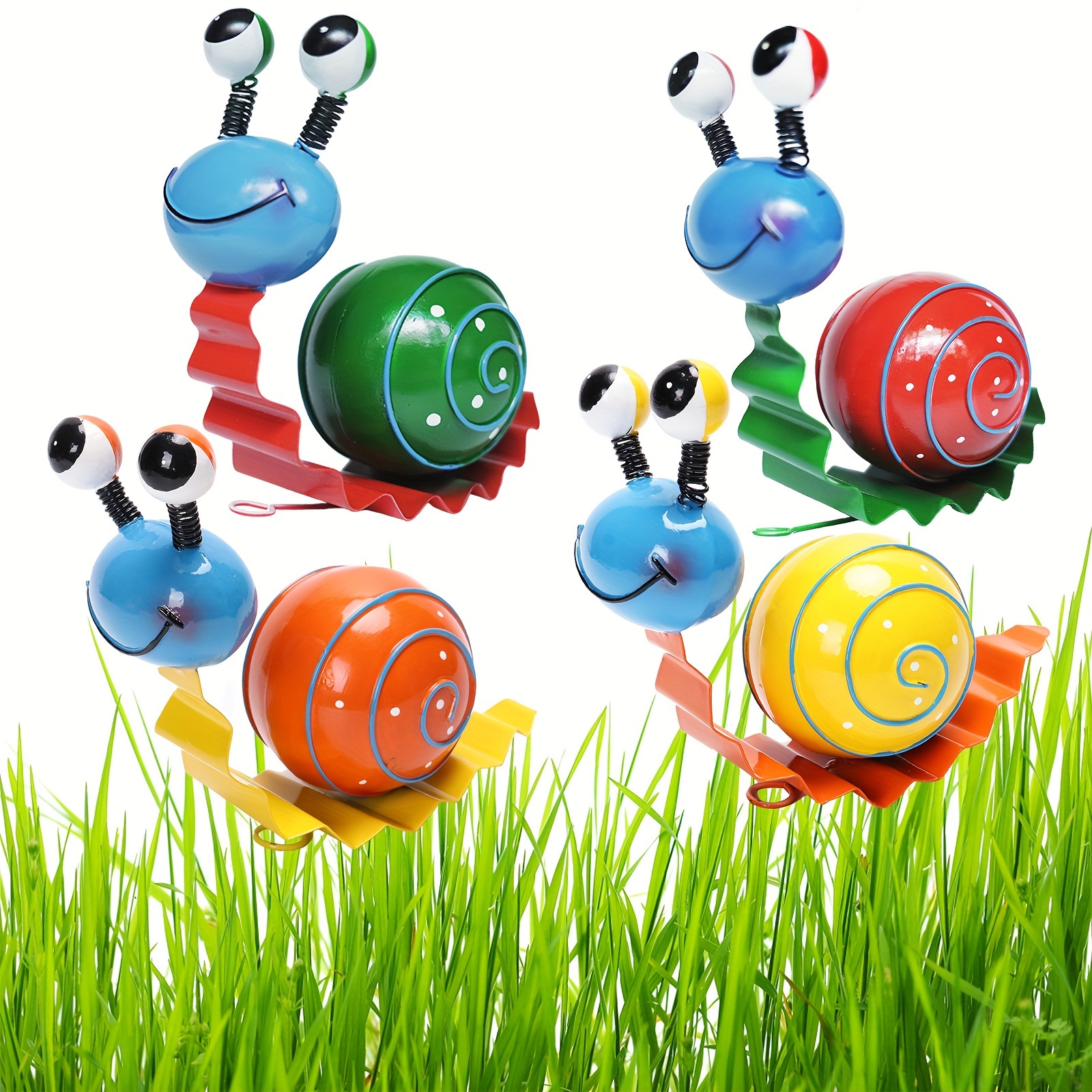 

Metal Yard Art 4 Pcs Cute Snails Garden Decor For Outside Lawn Patio Ornament Fence Decorations - (yellow, Orange, Red, Green)