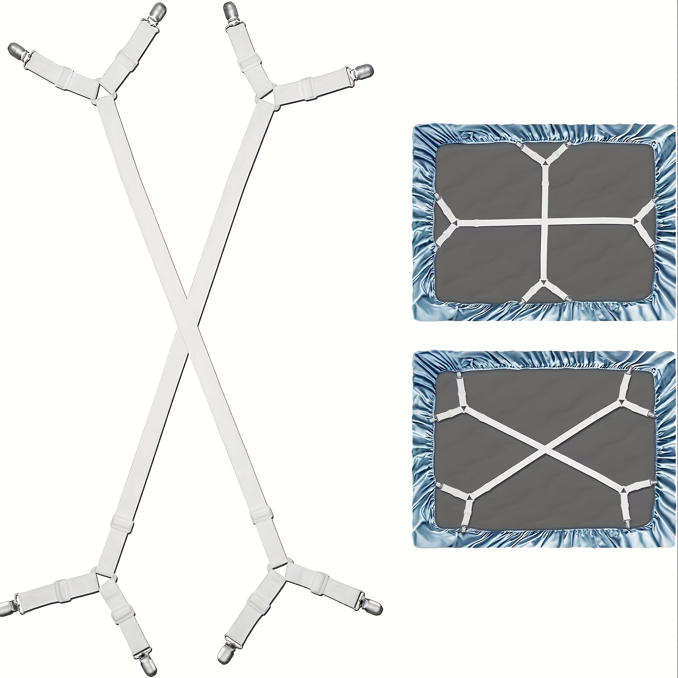 2pcs Adjustable Bed Sheet And Blanket Fasteners, Tablecloth And Sofa Cover Sheet Clips, Tent Metal Sheet Fastening Clips, Triangular Elastic Mattress Cover Fasteners