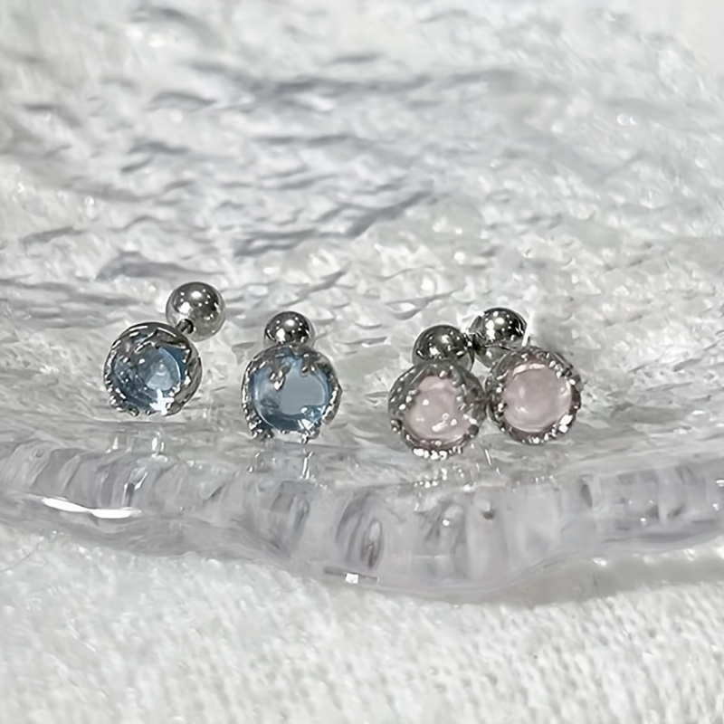 

New Colorful Stud Earrings, 925 Silver, Screw Ear Bone Studs, Stud Earrings.