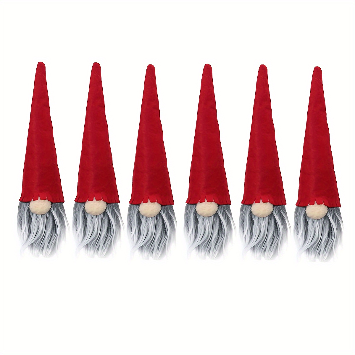 Image of A Set Of 6 Christmas Gnome Bottle Covers, Featuring Santa Claus, Faceless Dolls, And Other Christmas Ornaments, Perfect As Holiday Gifts
