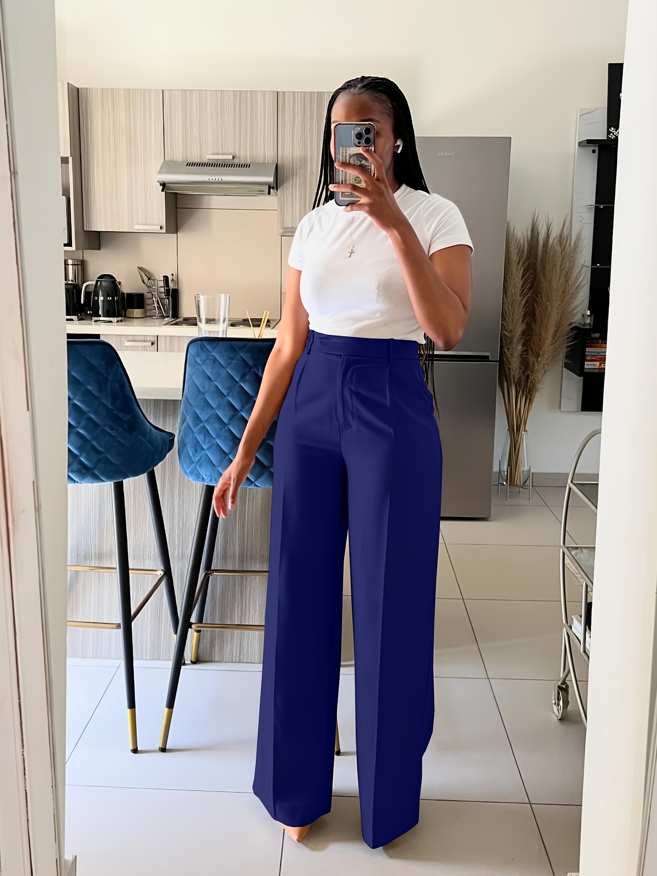 sachin and babi light blue dress LYANER Women's Elastic High Waist Straight Wide Leg Office Long Dress Pants  Trousers Off White Large price in Saudi Arabia | Amazon Saudi Arabia