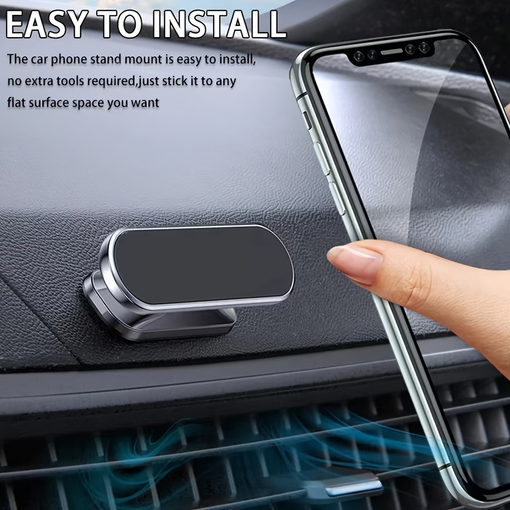 

360° Rotating Magnetic Phone Holder, Universal Dashboard Mount, Flexible Tilt Aluminum Alloy Car Stand For Smartphones