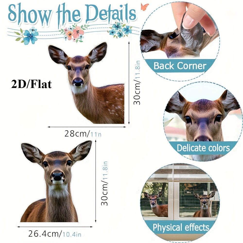 2d Flat, 2d/flat 2sheets Animal Static Cling Glass Window Stickers, Removable, No Adhesive No Residue, Double Sided , Birds Anti-collision Window Decal, Pvc Decals For Room Bedroom