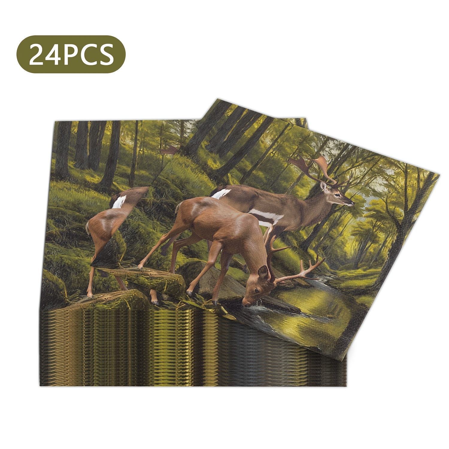 TEMU 24pcs Colored Paper Napkins, Shabby Chic Napkins For Wedding, Dinner Tea Party Shower, Deer & Forest For Halloweenãchristmas
