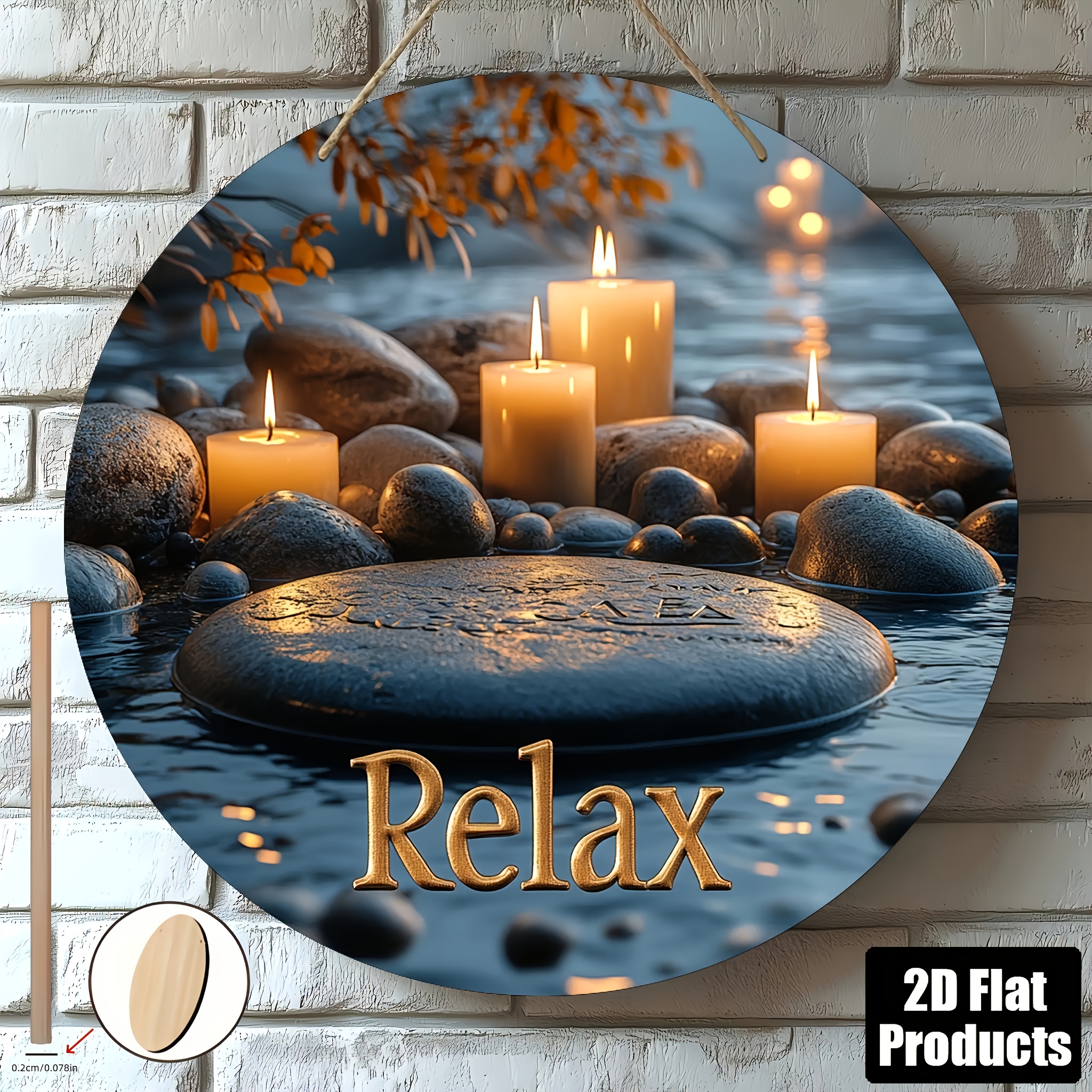E-shop 2D Flache, 1 Stück -Thema "" Holz-Wanddekoration mit Kerzen- und – Retro-Stil Künstliches Recycelholz-Türhänger-Dekor, geeignet für Zuhause,