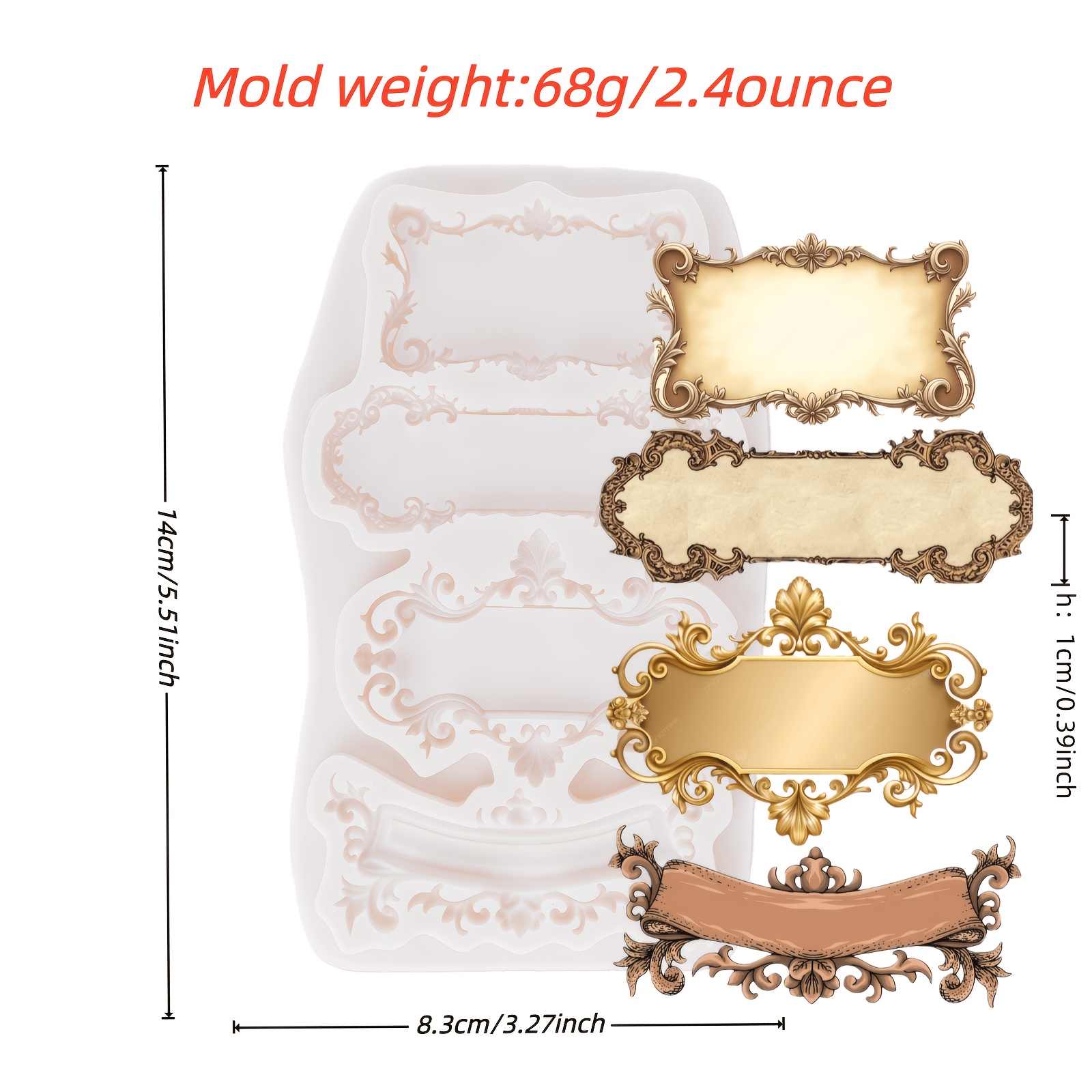 A European-style Plaque Silicone Mold Featuring Embossed Floral Patterns, Suitable For Decorating Gummies, Chocolates, And Cakes, As Well As For Baking And Crafting Tools