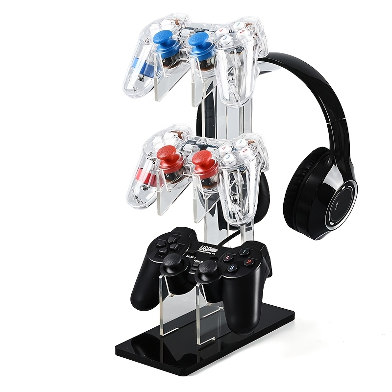 

1pc Universal Gamepad And Headset Holder, 3 In 1 Gamepad Holder, Storage Organizer For Ps5, Ps4, One, Series, Game Accessories, Black And Transparent