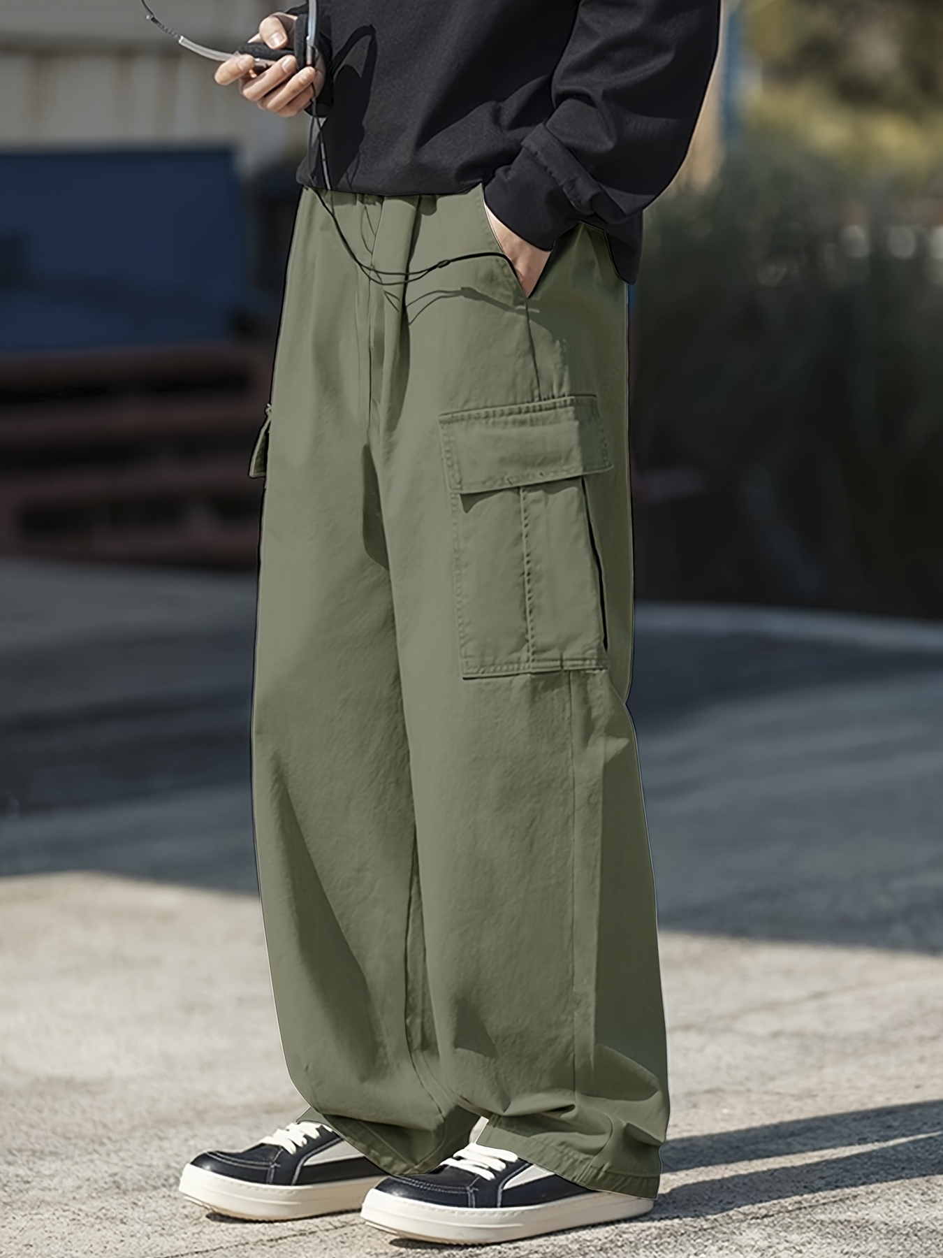 mens olive green cargo pants versatile utility Temu