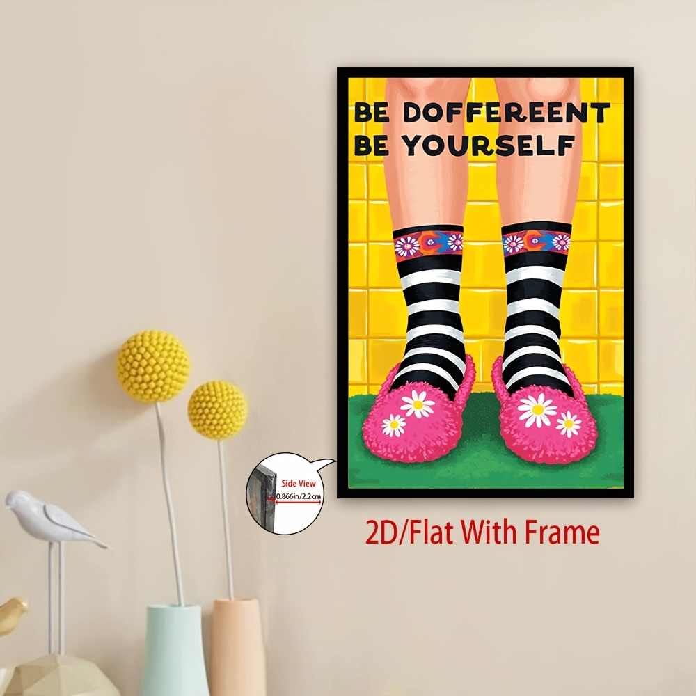 2d flat 1pc framed canvas art     colorful socks design 2d flat wall decor for living room office bedroom ideal birthday holiday gift bedroom artwork   wall art stylish socks design wall decor 0