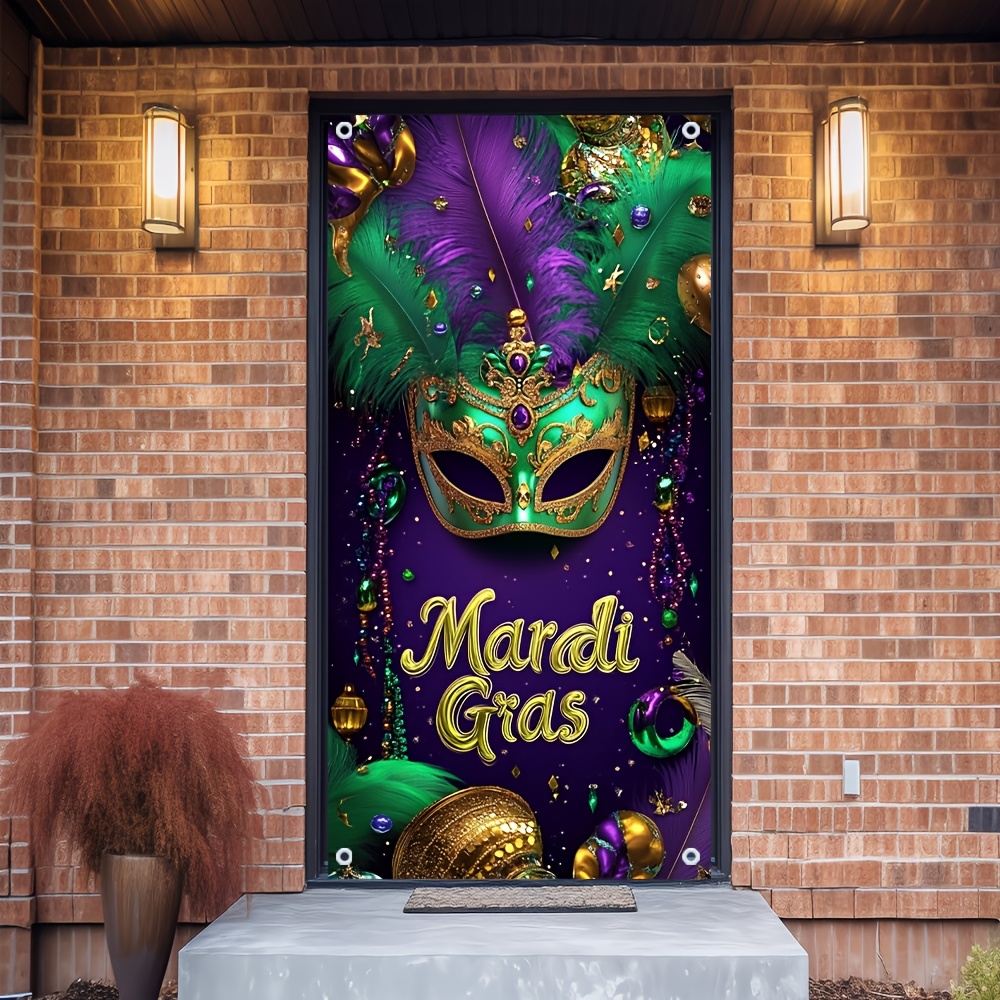 

1pc Mardi Gras Party Door Cover – A Touch To Your Home, Reuse For Holidays, Birthdays,