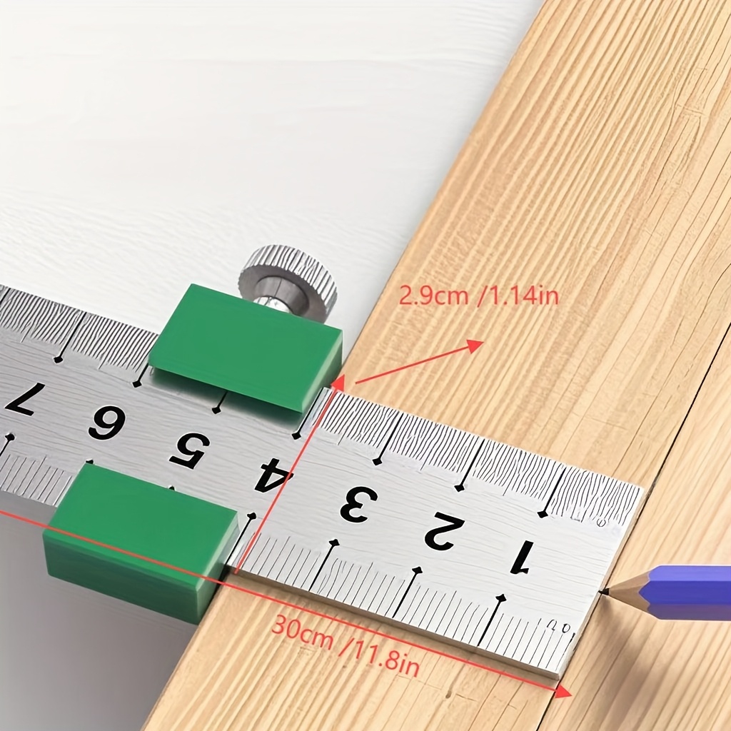 1 Set Precision Carbon Steel Woodworking Square Ruler - Easy-to-Use Aluminum Alloy Locator with Marking Gauge for Accurate Measurement