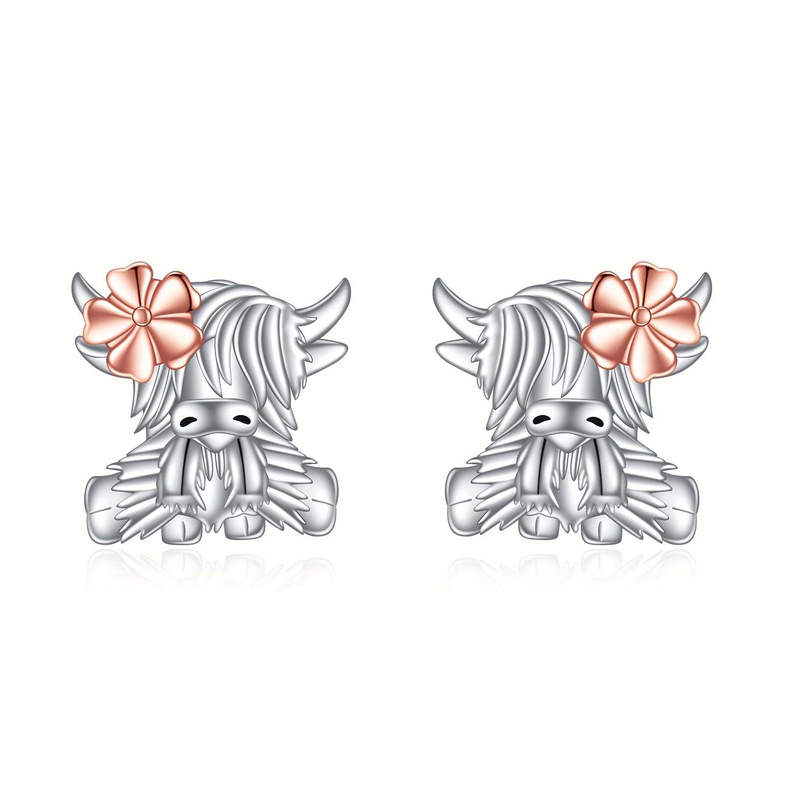 Highland Cow Earrings 925 Sterling Silver Cow Stud Earrings Cute Animal Hypoallergenic Jewellery Birthday Gifts For…: retailer-supplied image