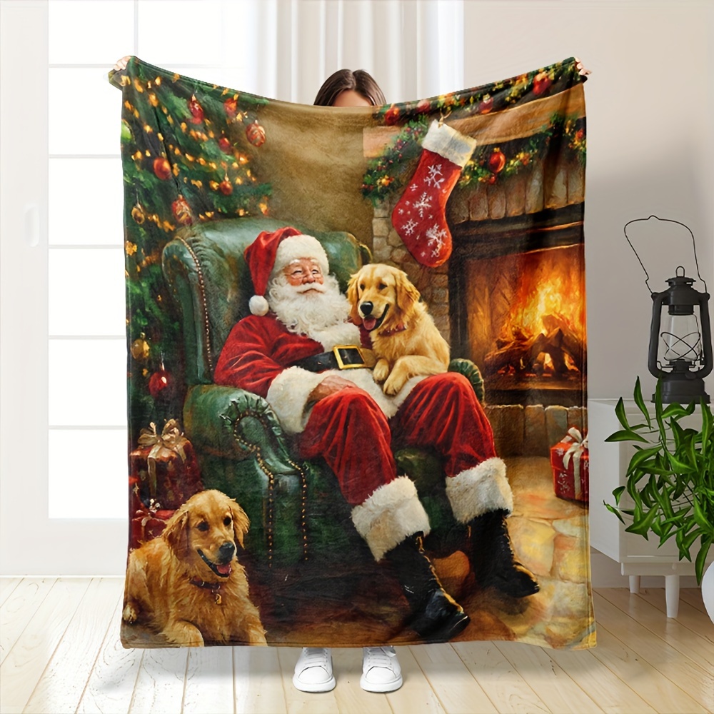 

Cozy Christmas Dog & Snowman Flannel Throw Blanket - Super Soft Fleece, Couch, Sofa, Bedroom - Machine Washable, , Suige Home