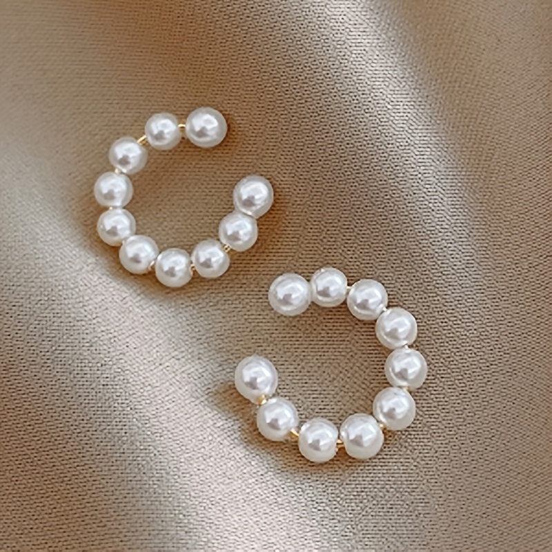 2pcs French Double-Row Imitation Pearl Ear Cuffs for Women