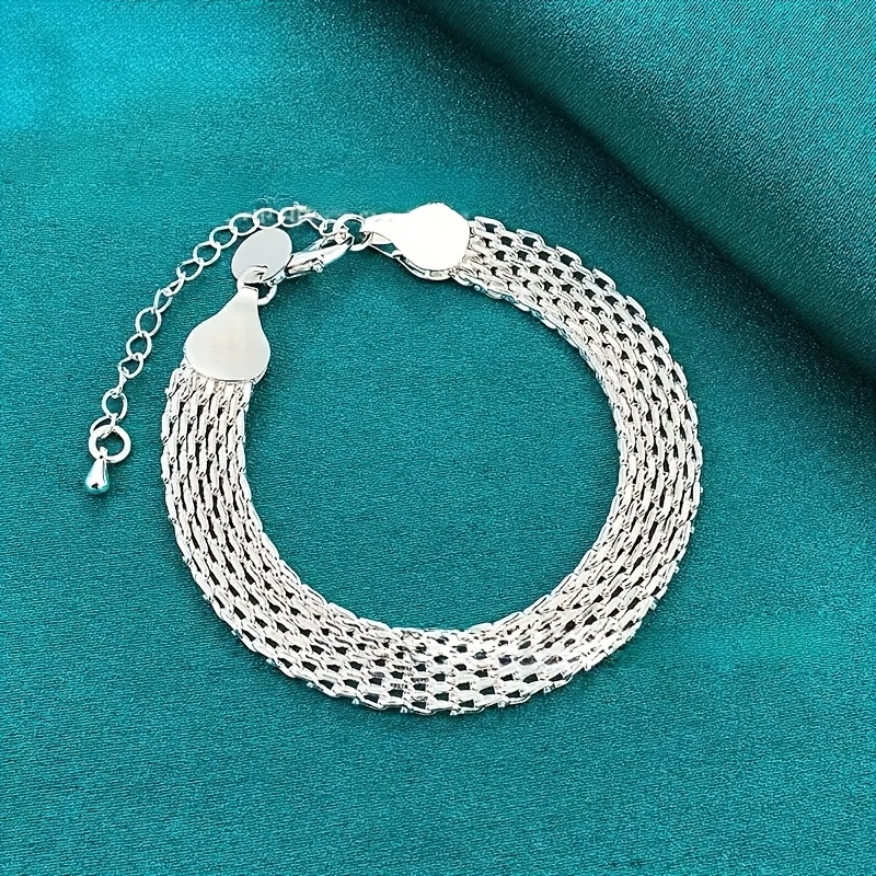 

925 Pure Silvery Braided Bracelet, 10mm Wide, Chain, , Making Accessories, Fashion Accessories For Men And Women