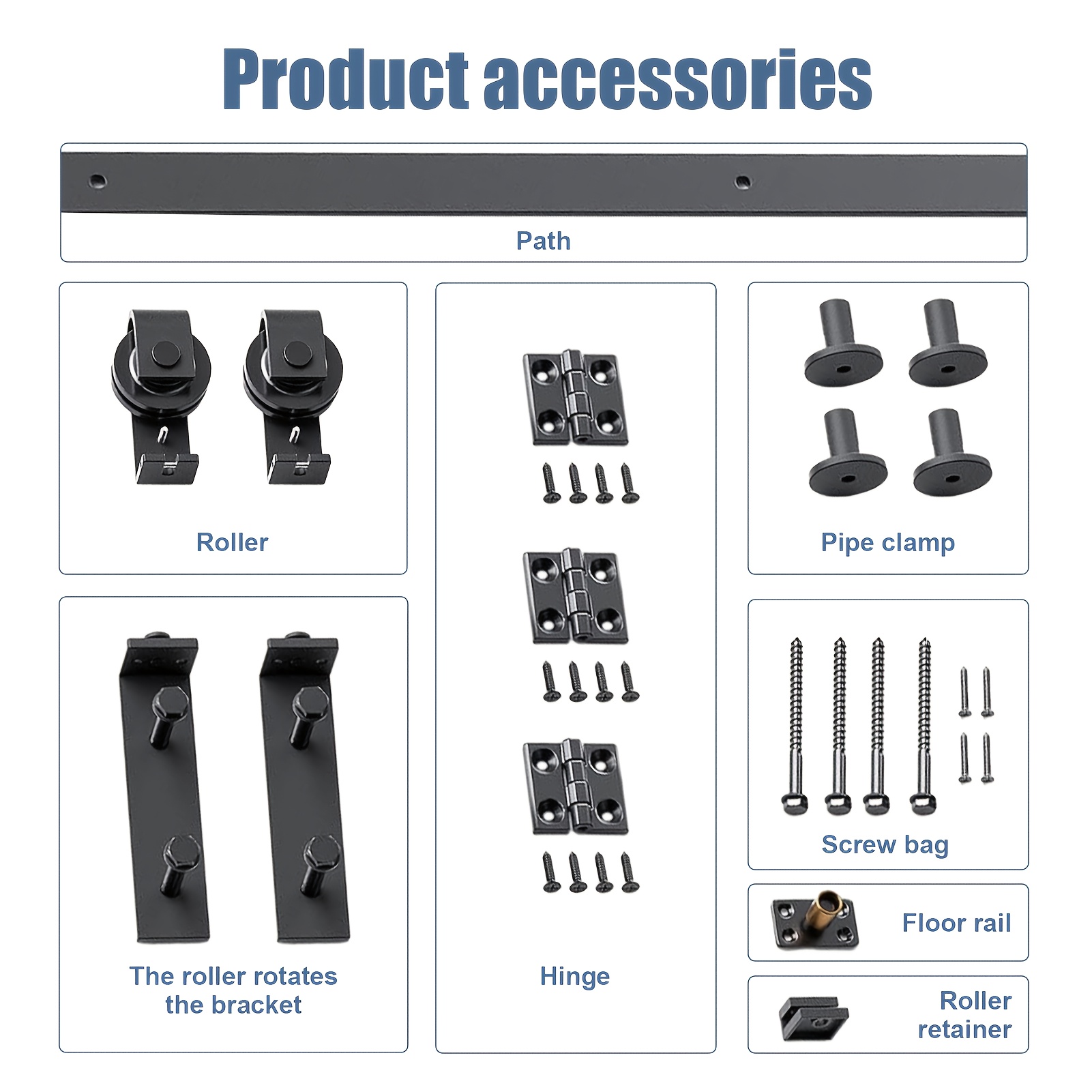 40" Track Bifold Door Hardware Set - Sturdy Carbon Steel Barn Door With Rollers, For Indoor Doors - Complimentary Shipping