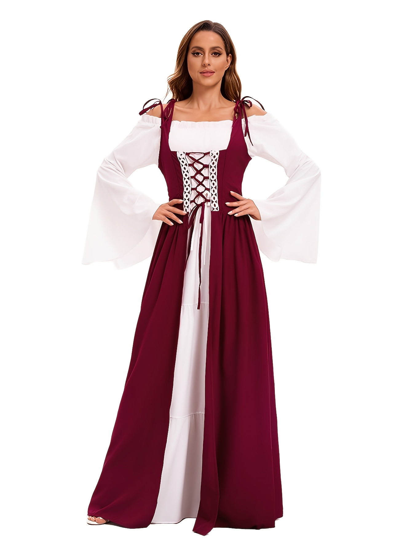 Robe de Cour pour Jeu de Rôle Féminin Costume Vintage Médiéval avec Jupe  Complète *, image size:800x1067