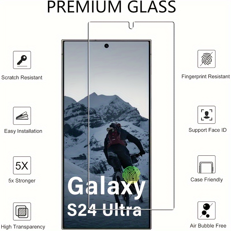2pcs for Galaxy S24 Ultra Soundwave technology Fingerprint Unlock 9H HD Scratch-resistant Tempered Glass Screen Protector