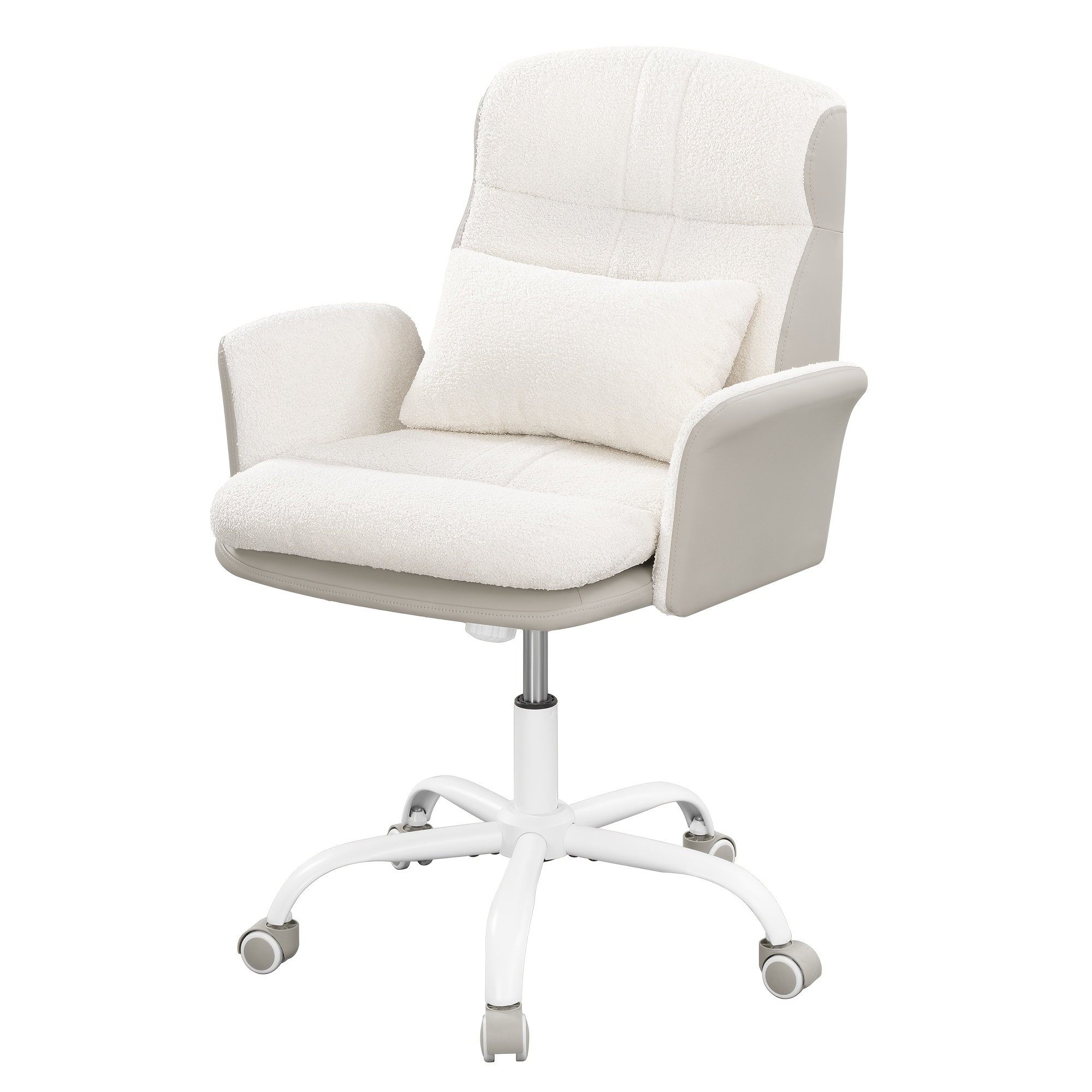 TEMU Sillón con Respaldo, Sillón Giratorio con Función de Mecedora, con Tejido Sherpa Transpirable y Acolchado de Poliuretano. Adecuado para