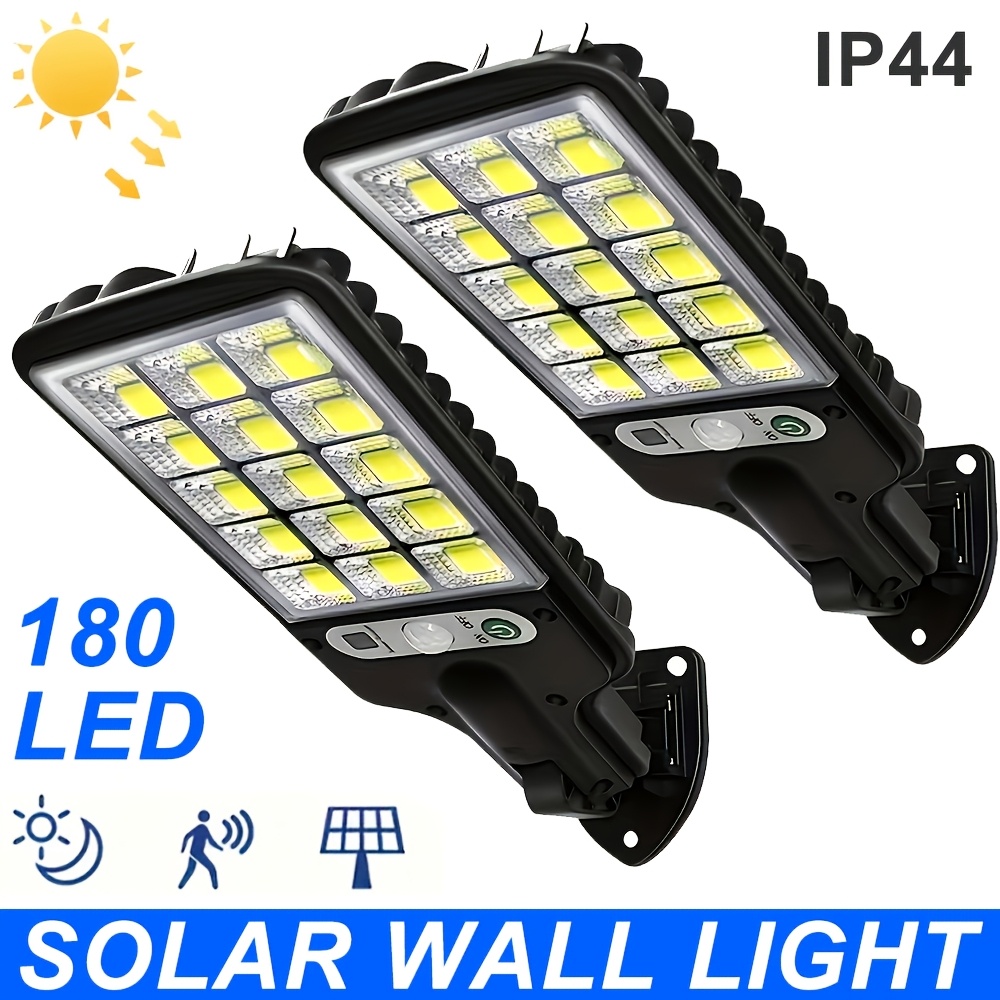 TEMU 2pcs Solar Street Lights, 180 Cob Outdoor Solar Wall Lights With Motion Sensor And 3 Lighting Solar Security Flood Lights For Yards, Garages, ,