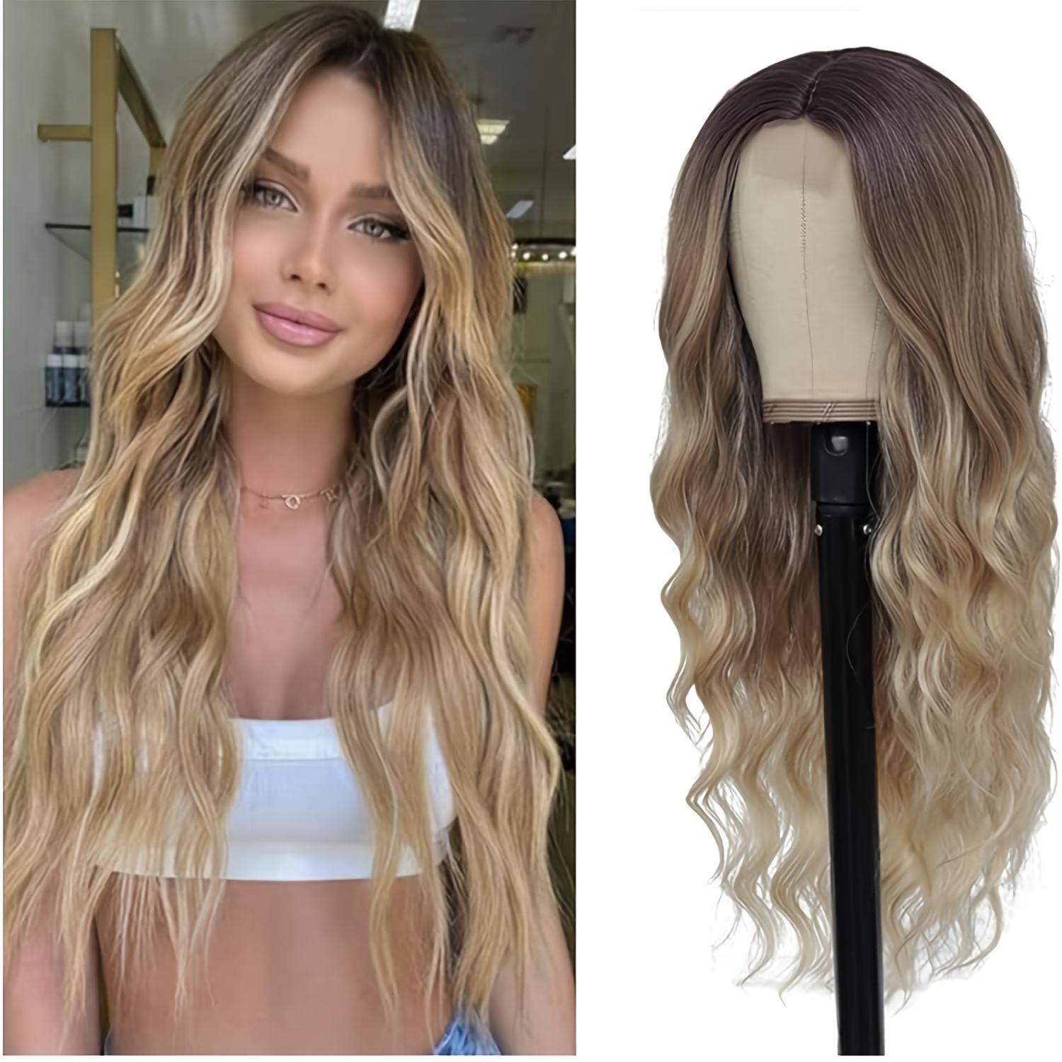 

1pc Unisex Elegant Ombre Wig, High-temperature Fiber, Natural Looking To Blonde Ends, Cap, 150% Density, For Parties And Cosplay