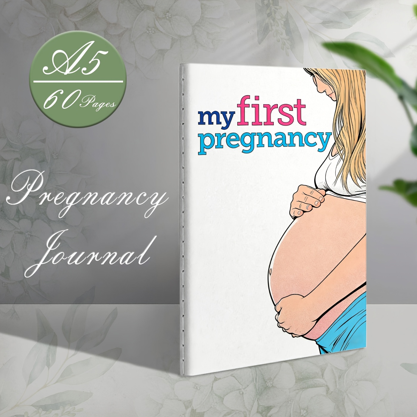 TEMU My Pregnancy Journey – A5 60 Page Sewn Binding Daily Notebook For Pregnant Women | Vintage Page Design, Milestone , Ultrasound Log, Appointment