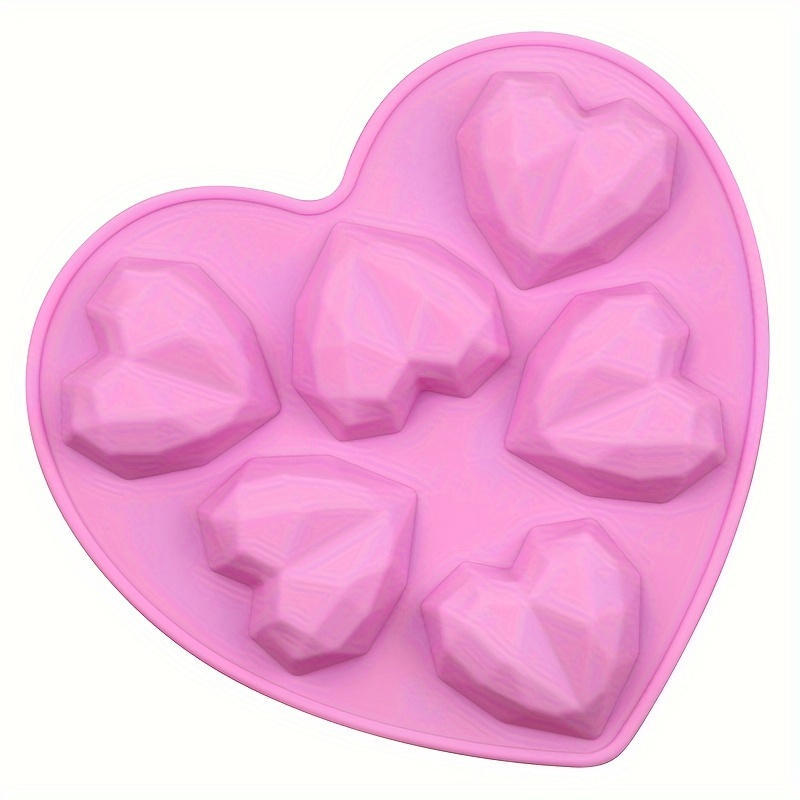 6- Diamond Heart Silicone Mold For Fondant, Gum Paste, Chocolate, Jelly, Cake Decorating Baking Tools - Dessert Molds, Diy Bakeware