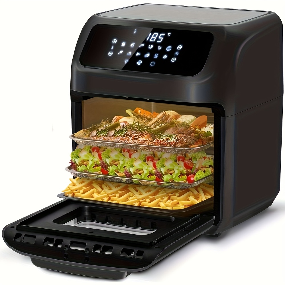TEMU 1 pz, ad 12 L, Friggitrice ad digitale 12 in 1 per famiglia, Circolazione a 360簞, Mini , Deidratatore senza olio, Timer 90 min, Libro di ricette