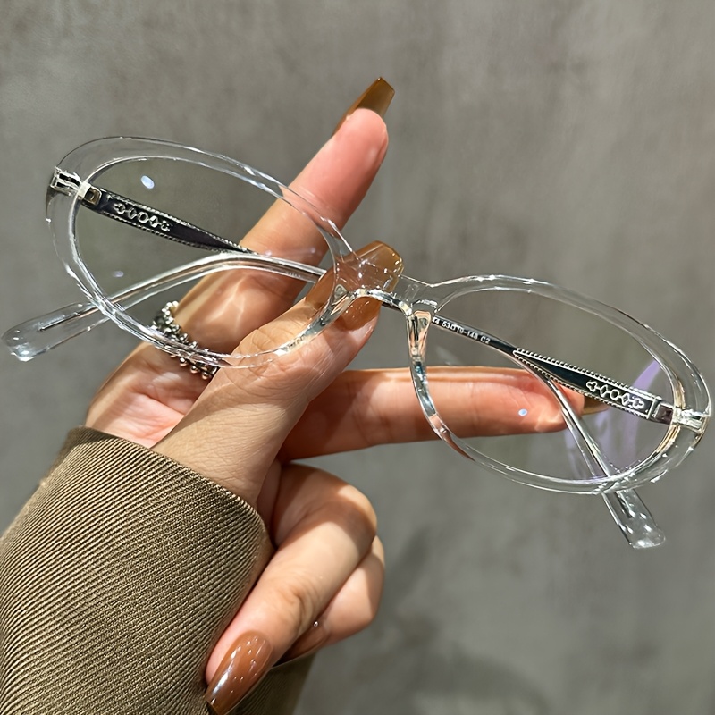Women'S Retro Oval Frame Glasses Clear Lenses with Metal Hinges, Stylish  High-End Design for Everyday Eyewear, Sleek Eyewear