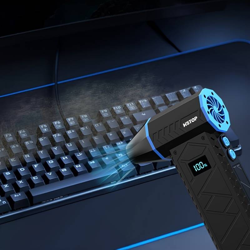 150,000 RPM Electric Air Duster - Cordless Rechargeable, 45 M/s Wind Speed, With Nozzles & Brushes (Orange)