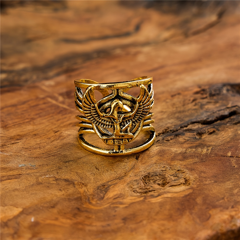 TEMU 1 Bohemian Vintage Egyptian Saint Ring With Versatile Personality Design For Everyday And Festive Gifting