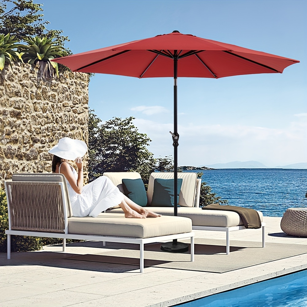 9ft Patio Umbrella, Outdoor Pool Umbrella, 9ft Camping Umbrella, Waterproof Table Umbrella