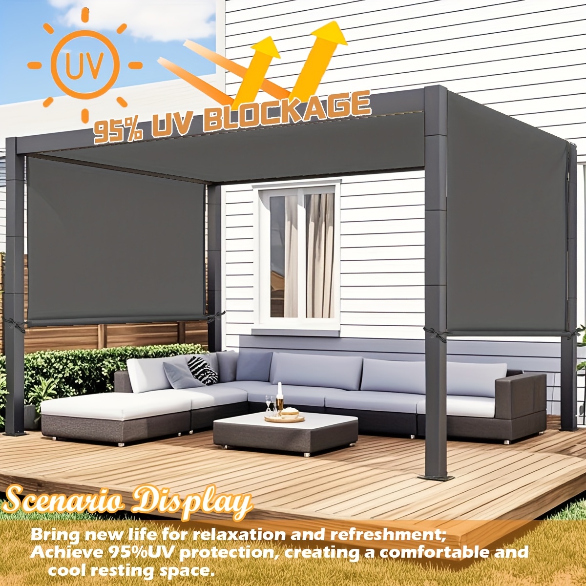 1pc outdoor retractable pergola canopy uv blockage outdoor patio enhancement