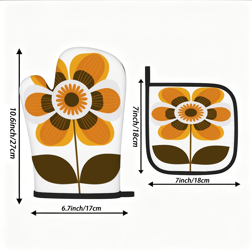 TEMU Ensemble de maniques de four style vintage à grand motif floral géométrique avec crochets pour un rangement facile. Convient pour , la cuisson,