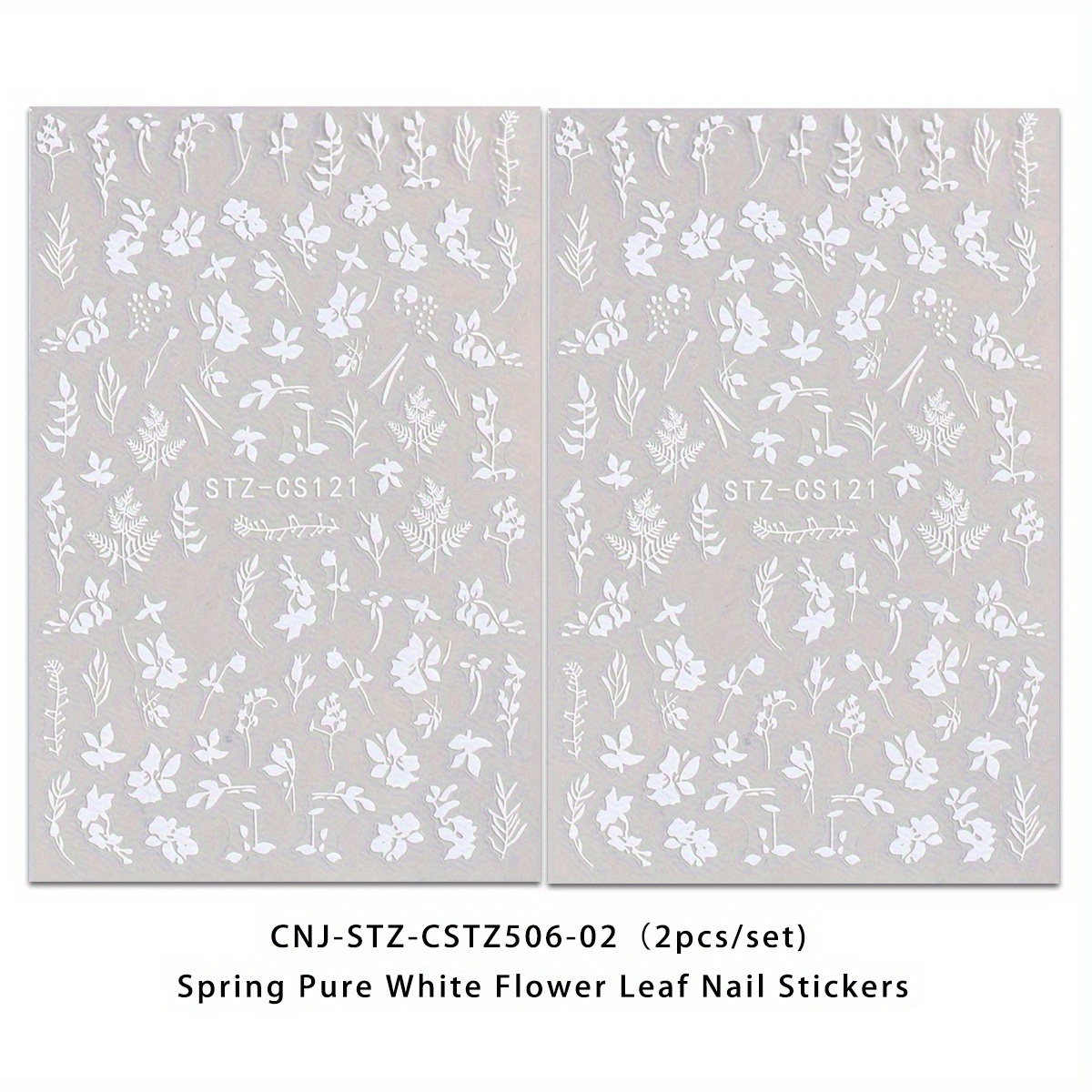 2pcs Leaf Nail Stickers - Spring Flower Design, Easy And Suitable For Women' And Holiday Disposable Adhesive Nail Salon Decoration Stickers