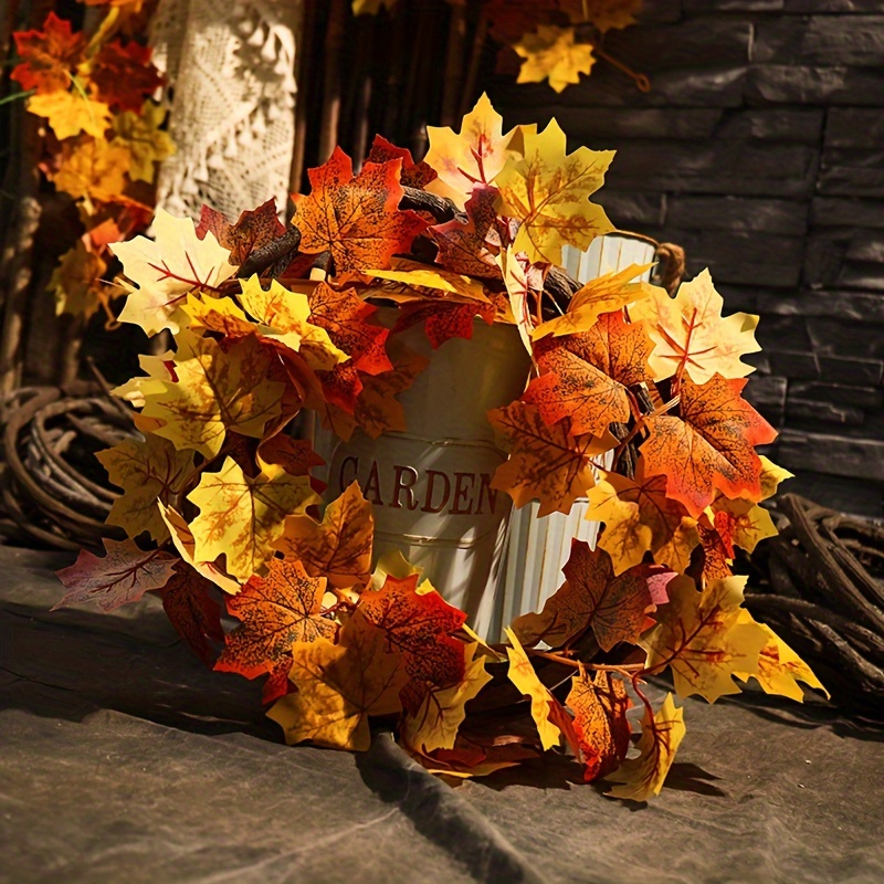 Guirlande Feuilles D'érable Artificielle 175cm - Décoration Automne, Thanksgiving, Halloween, Noël - Matériau PP Imperméable