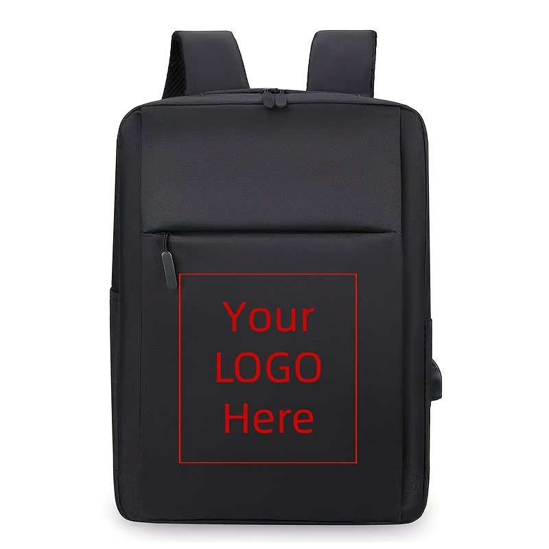 TEMU Customizable Design Backpack With Laptop And Tablet Compartment - Durable Travel Business Backpack, Hand Washable In Black, Red, Blue - Sturdy